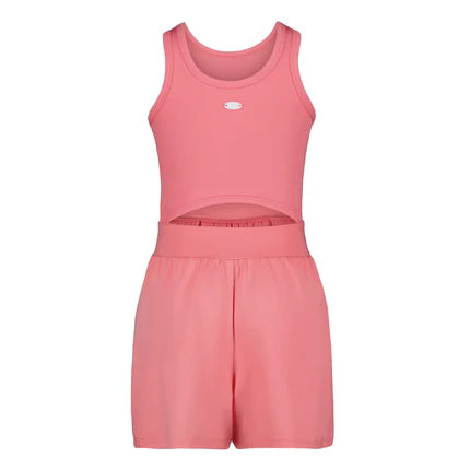 Combi-Short - Under Armour en tissu léger rose, sans manches, avec coupe moderne et confort optimal pour enfants.