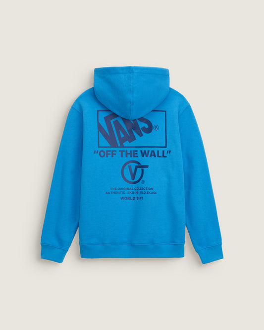 Hoodie Kids Stacked Hi - Vans bleu électrique en polaire, capuche ajustable, vue de dos, enfant garçon ou fille