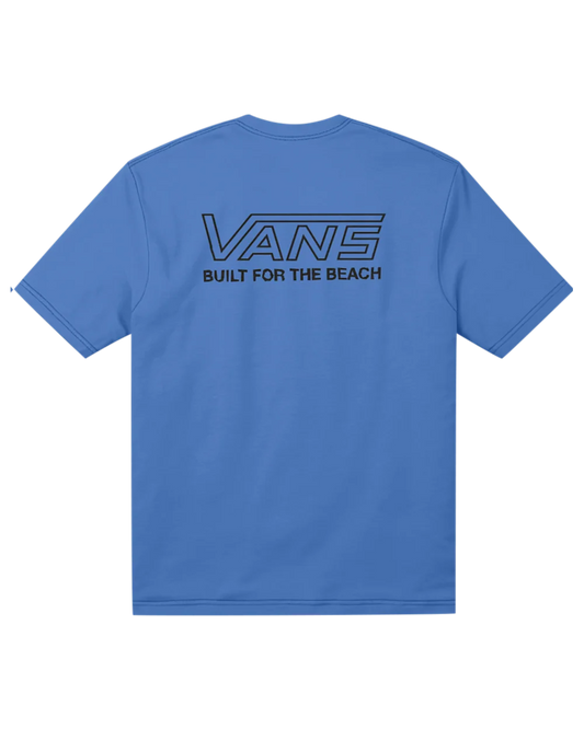 T-Shirt Crestline - Vans bleu ciel en coton, logo noir imprimé au dos, coupe droite, vue arrière sur fond blanc.