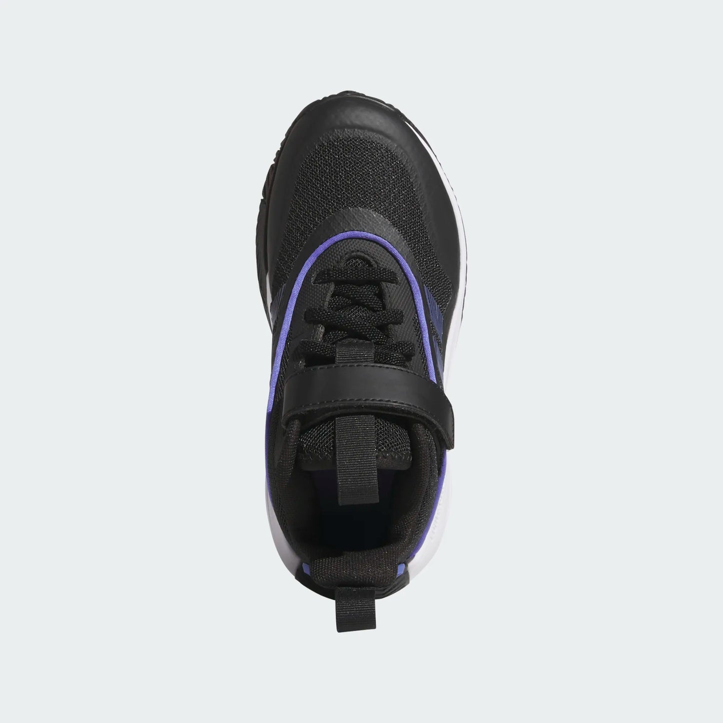 Espadrilles - Adidas OWNTHEGAME 3.0K noires avec détails violets, tige en mesh, fermeture scratch, pour garçon, vue de dessus.