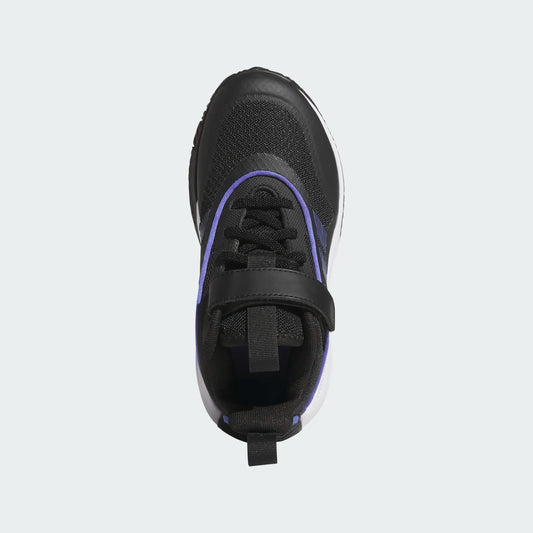 Espadrilles - Adidas OWNTHEGAME 3.0K noires avec détails violets, tige en mesh, fermeture scratch, pour garçon, vue de dessus.