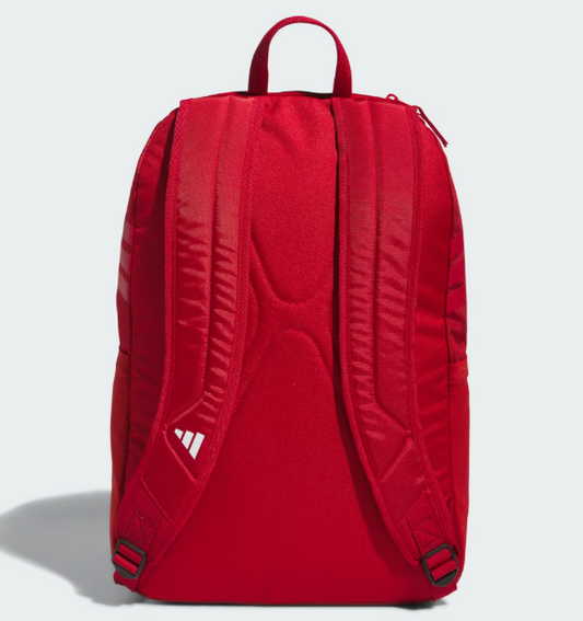 Sac à dos - Adidas rouge en polyester avec bretelles rembourrées, poignet, vue de dos.