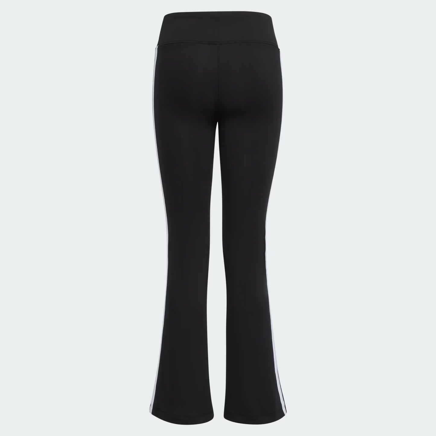 Legging - Adidas noir avec bandes blanches latérales, matière polyester et élasthanne, pour fille, vue de dos.