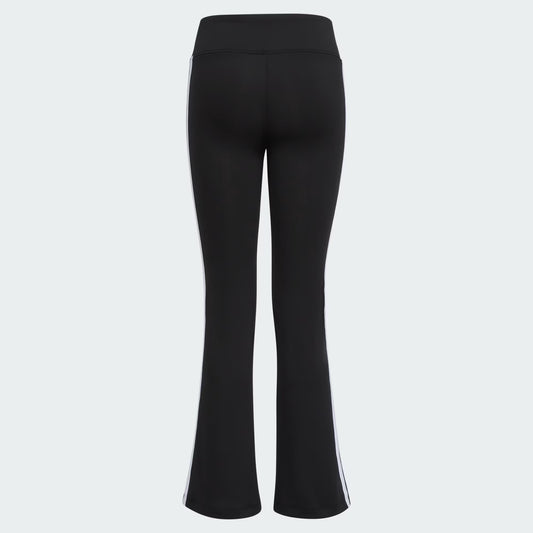 Legging - Adidas noir avec bandes blanches latérales, matière polyester et élasthanne, pour fille, vue de dos.