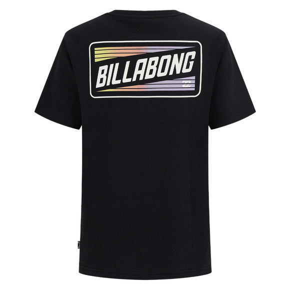 T-Shirt - Billabong noir en coton avec logo multicolore au dos, style classique, pour garçon, vue de dos.
