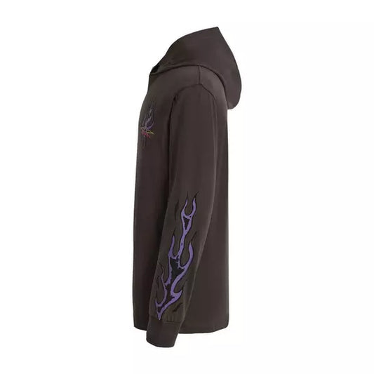 Chandail - Billabong noir en coton avec motif flammes violettes sur manche, à capuche, pour garçon, vue de profil gauche