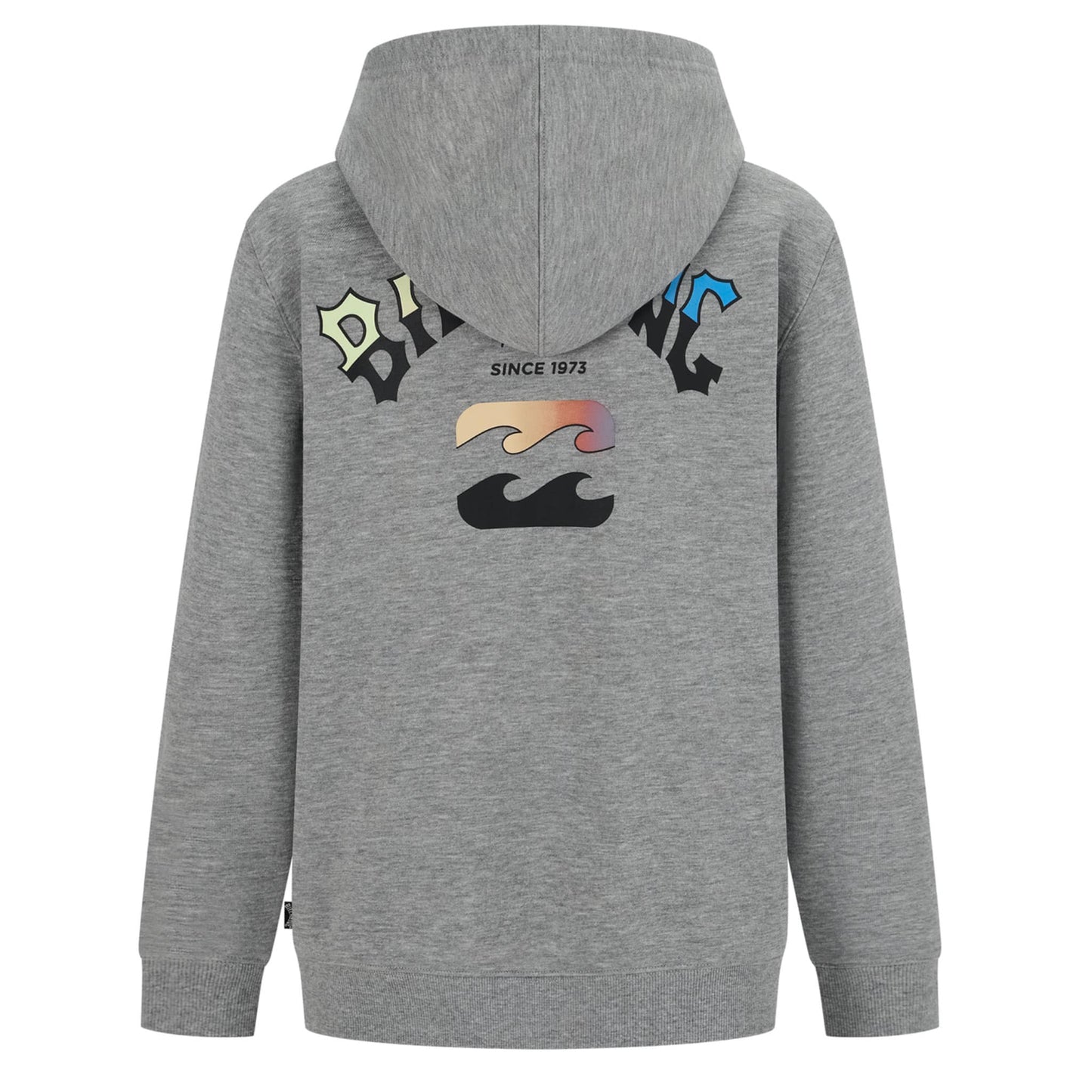 Veste - Billabong gris chiné avec logo multicolore au dos, capuche, coton polyester, pour garçon, vue de dos