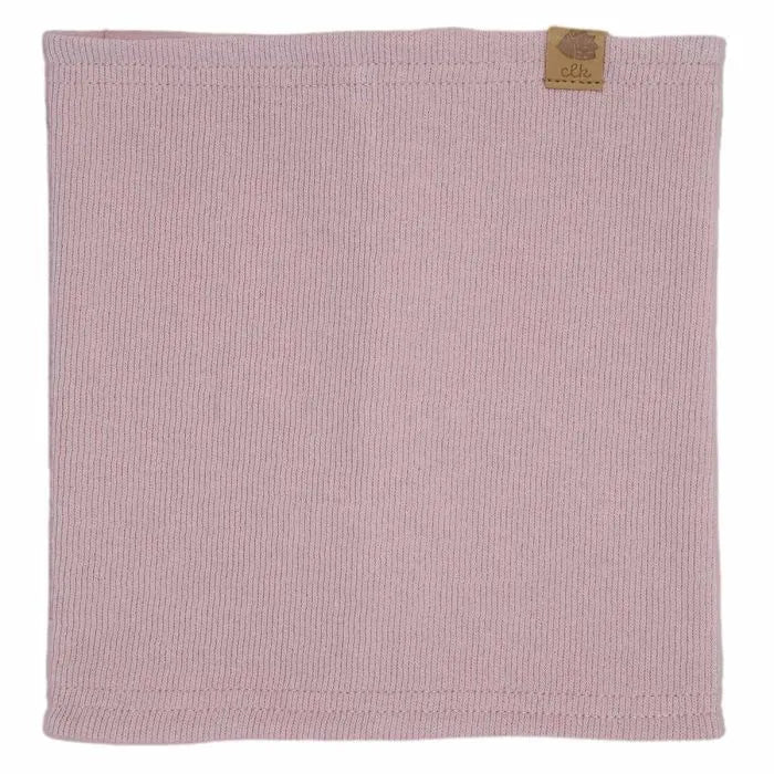 Cache-Cou Mi-Saison - Calikids rose clair en maille coton polyester spandex, pour enfant, vue de face sur fond blanc.