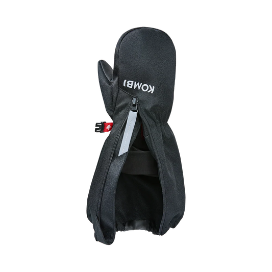 Mitaines d'hiver Squall - Kombi noires en textile, style moufles avec poignet ajustable, vue de face pour enfant