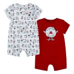 2 Ensembles - Converse combinaisons courtes coton blanc imprimé multicolore et rouge, garçon, vue de face