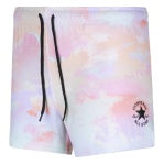 Short - Converse pour fille en tissu léger multicolore pastel avec cordons noirs, vue de face.