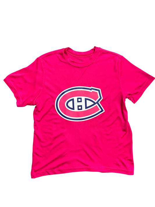 T-Shirt - Demidov rose foncé en polyester avec logo, pour fille, coupe classique, vue de face.