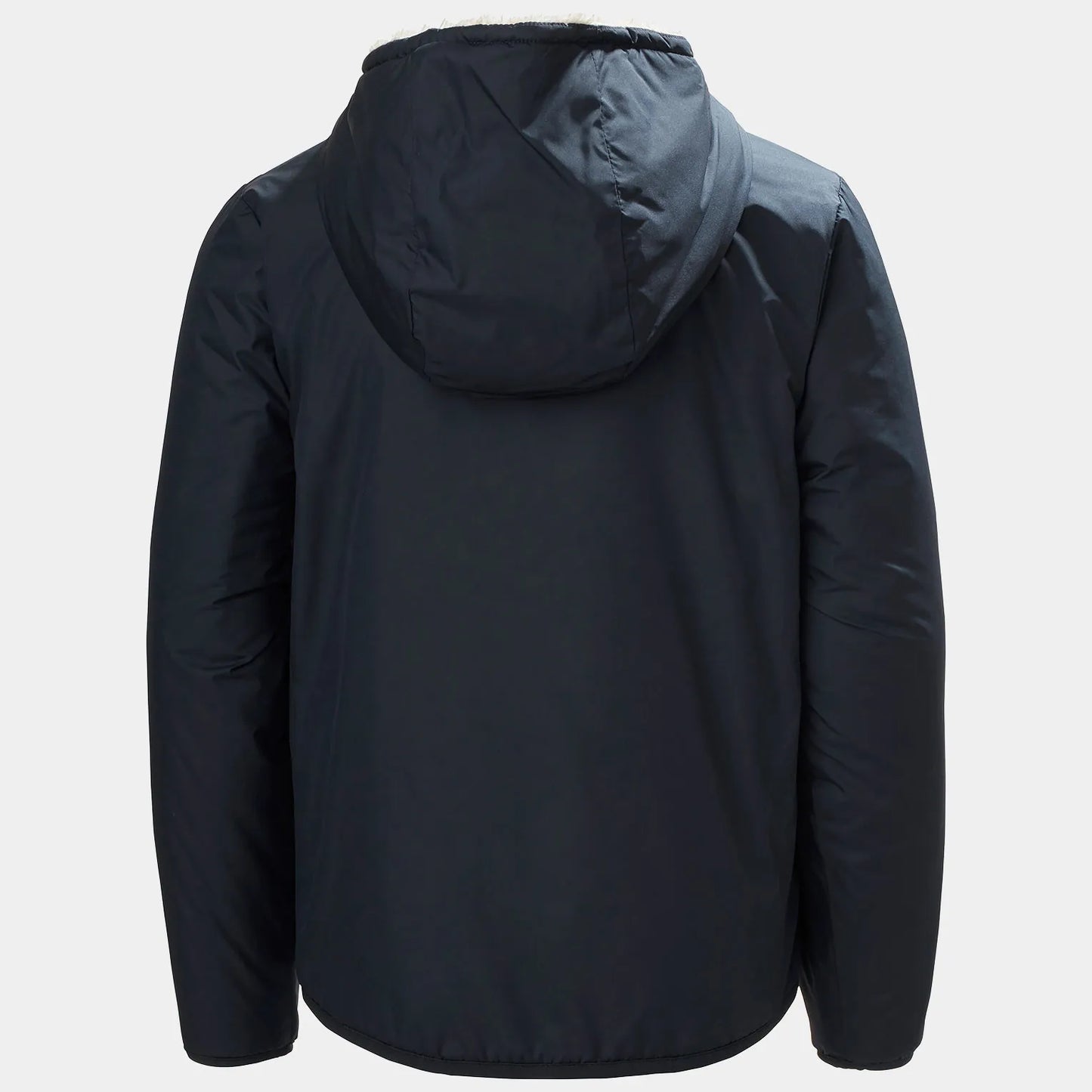 Manteau Mi-Saison Réversible - Helly Hansen noir avec capuche, tissu polyester, coupe droite, vue de dos enfant garçon