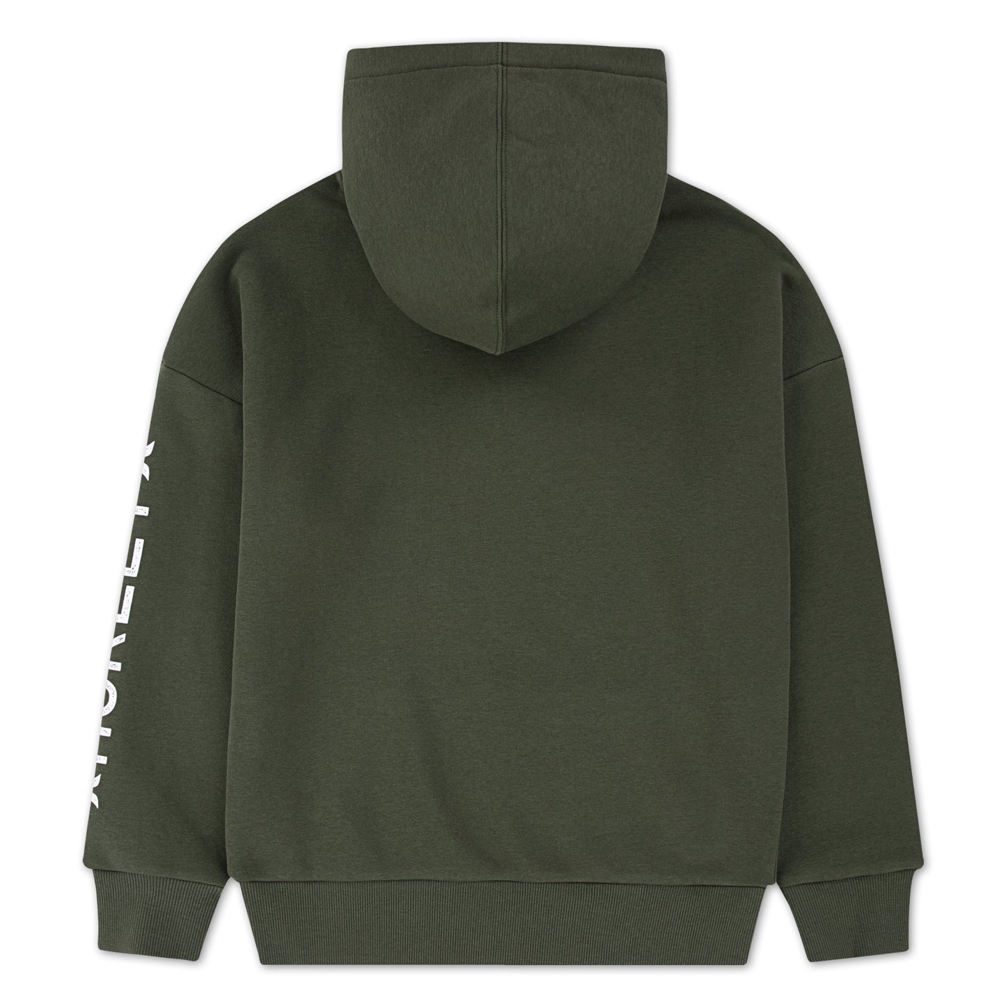 Hoodie - Hurley garçon vert kaki en polaire avec capuche et logo blanc sur manche, vue de dos