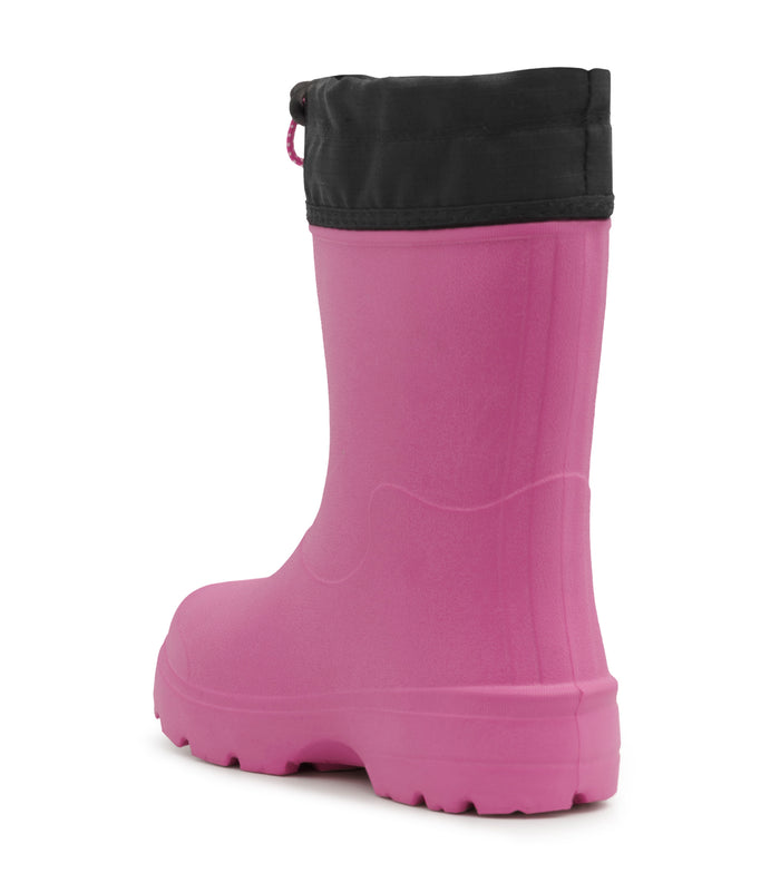 Bottes Mi-Saison Squishy - Acton rose fuchsia avec col noir matelassé vue de profil