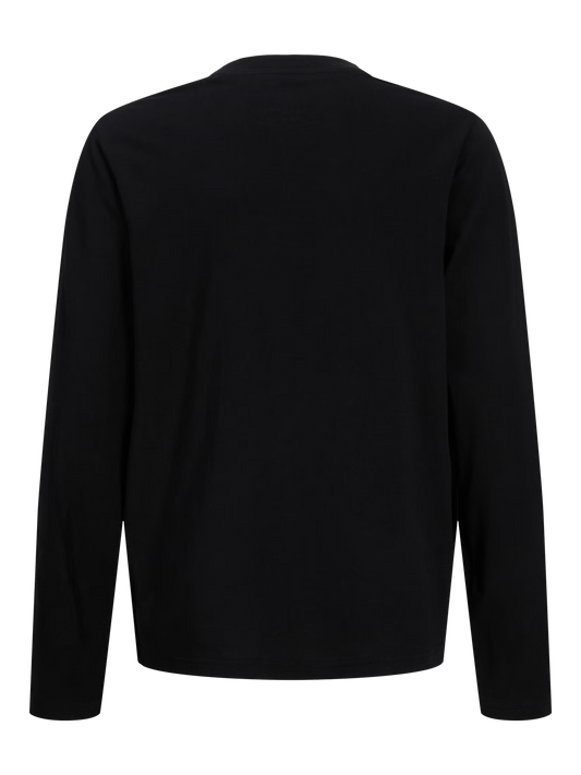 Chandail - Jack & Jones noir à manches longues en coton, vue de dos montrant un design sobre et épuré.