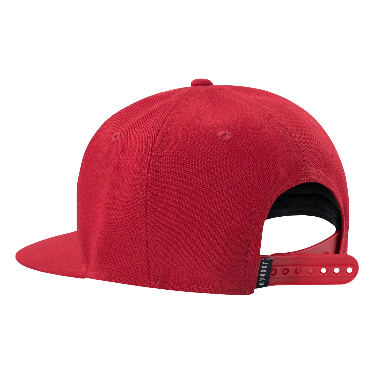 Casquette - Jordan rouge en tissu coton avec fermeture ajustable plastique, pour garçon, vue de dos angle droit.