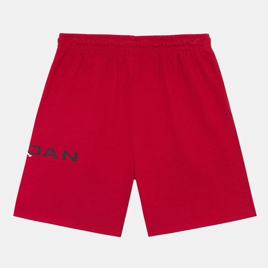 Short - Jordan rouge en coton et polyester, taille ajustable avec cordon, vue de face, pour enfant.