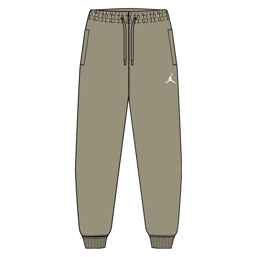 Pantalon - Jordan vert kaki en molleton avec cordon et poches, logo blanc, style sport pour garçon, vue de face