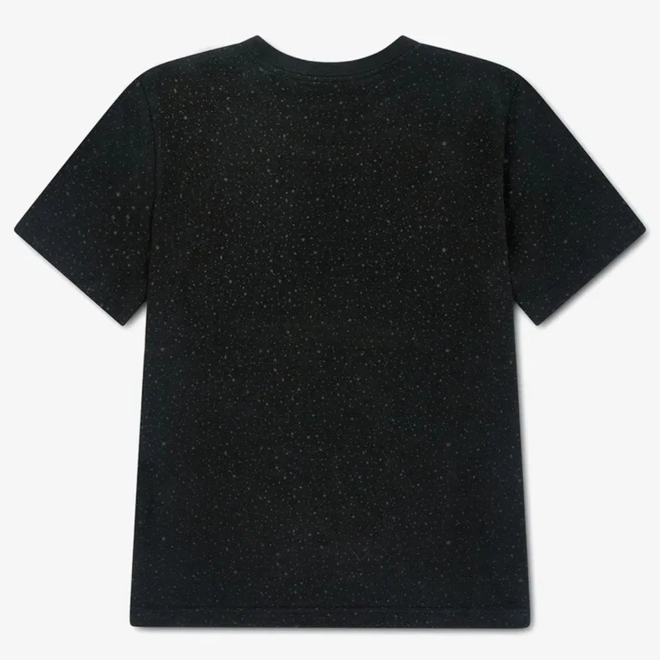 T-Shirt - Jordan noir à motifs discrets blancs, en coton polyester, vue de dos, coupe carrée adulte.