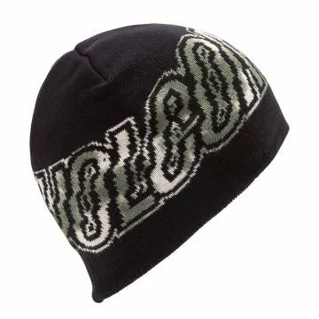 Tuque d'hiver - Volcom noire avec logo gris et blanc contrastant pour adulte vue de côté