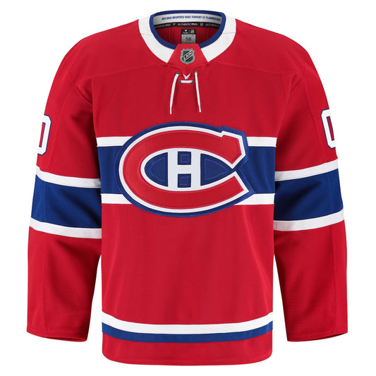 Jersey de hockey Canadiens - Xhekaj rouge, bleu et blanc, style classique sans cordons, vue de face, tissu technique adulte