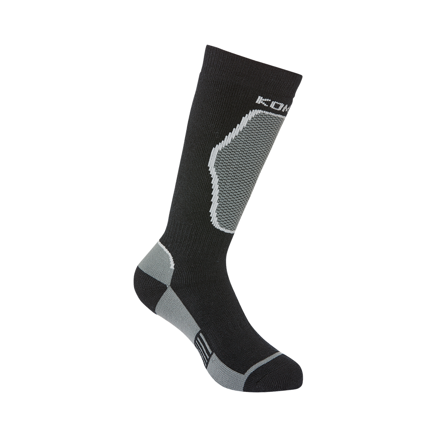 Bas thermal - Kombi noir et gris avec renforts en maille, matière acrylique et nylon, taille adulte, vue de profil gauche.