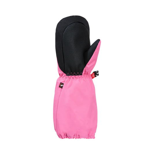 Mitaines d'hiver Easy Peasy - Kombi rose et noire en textile résistant et cuir synthétique, vue de profil gauche enfant