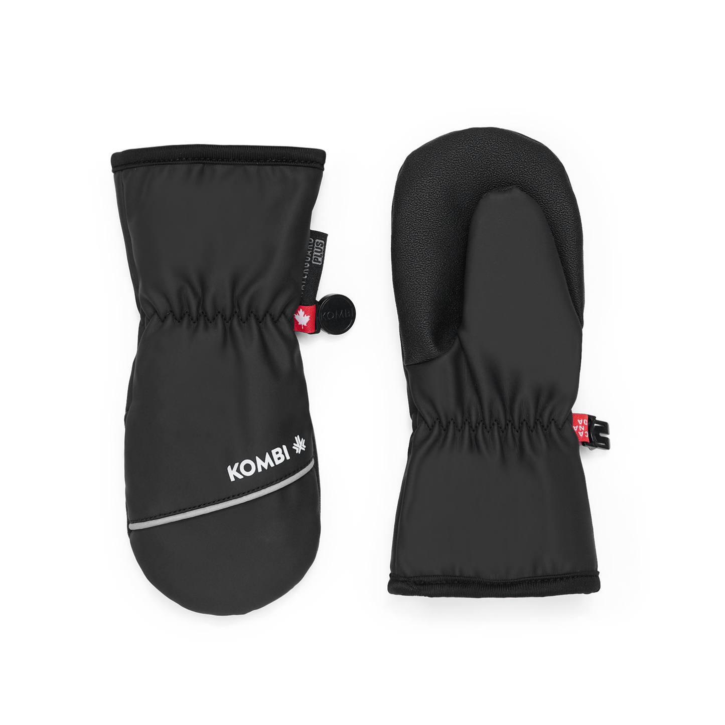 Mitaines Mi-Saison - Kombi noires résistantes à l'eau, doublure douce, pour enfant, vue de face et dos.