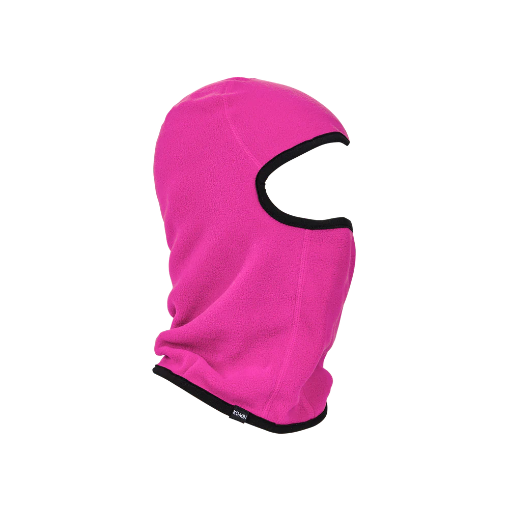 Cagoule - Kombi The Cozy Fleece Balaclava en polaire rose fuchsia avec bordure noire, pour enfant, vue de profil droit