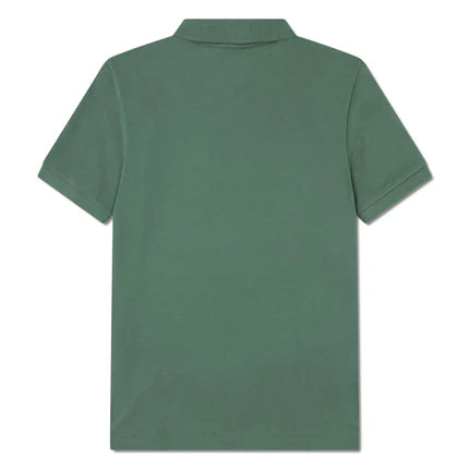 Polo - Lacoste garçon vert en tricot piqué coton à manches courtes, vue de dos, col classique