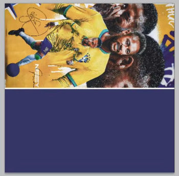 Serviette microfibre - Neymar à dominante jaune avec portrait du joueur de football, style sportif, vue de face.