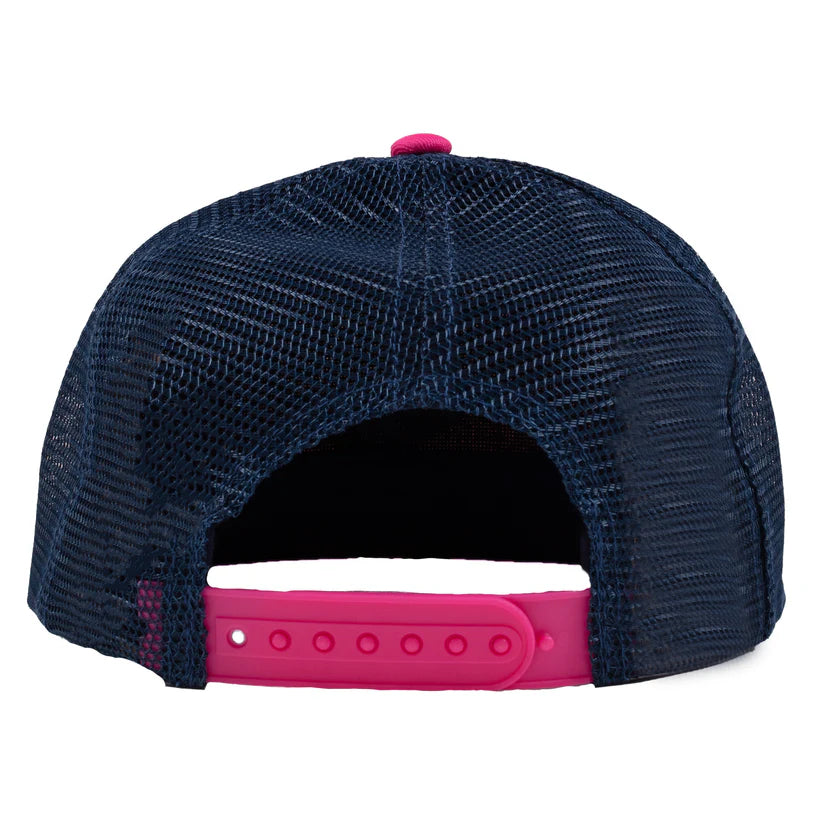 Casquette - Nanö bleu marine en polyester et maille, patte d'ajustement plastique rose, pour fille, vue de dos.