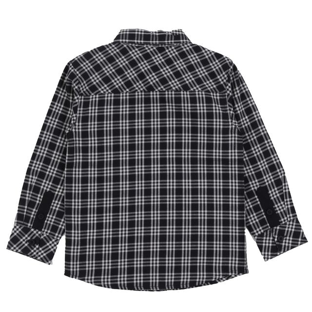 Chemise - Nanö flanelle à carreaux noirs et blancs pour garçon, manches longues, vue de dos
