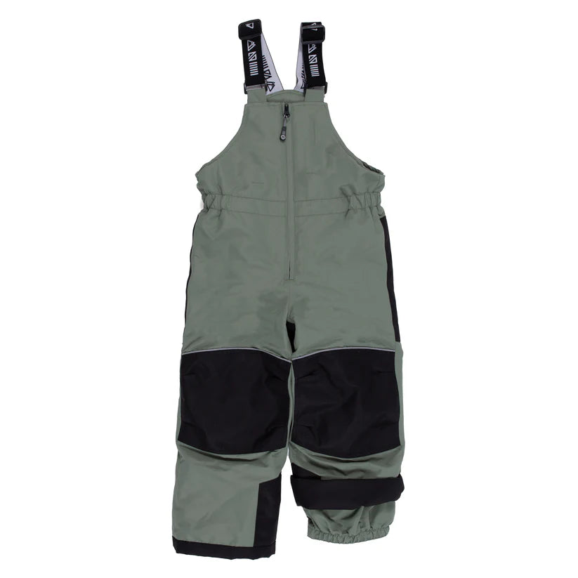 Habit de neige Nicolas - Nanö vert kaki et noir avec bretelles élastiques, pour garçon, vue de face