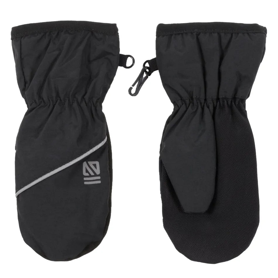 Mitaines Mi-Saison - Nanö noires en nylon avec doublure micropolaire, vue de face et dos, taille enfant, style mi-saison.