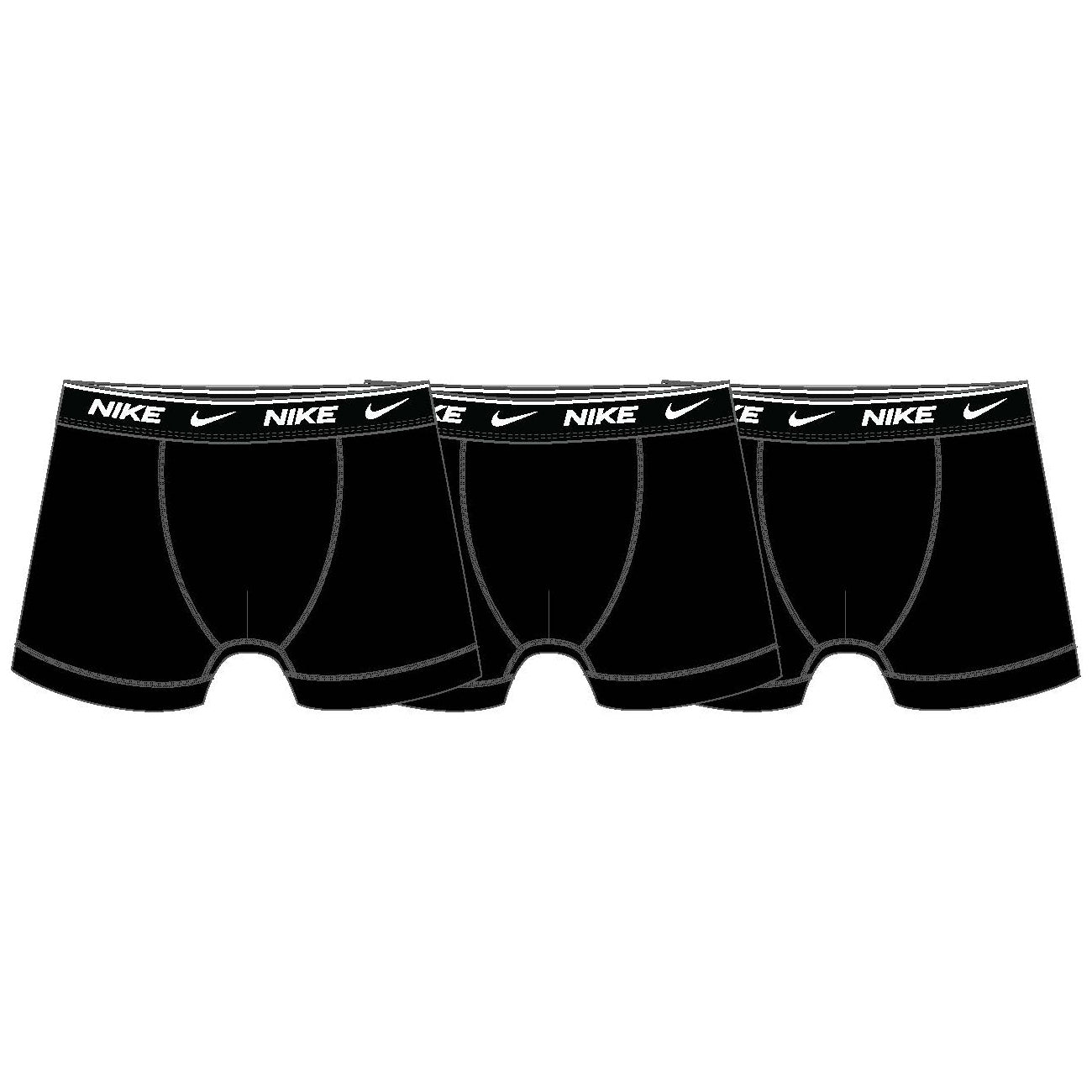 3 Paires de boxers - Nike noirs en coton avec ceinture élastique logo blanc, coupe classique, vue de face, pour garçon