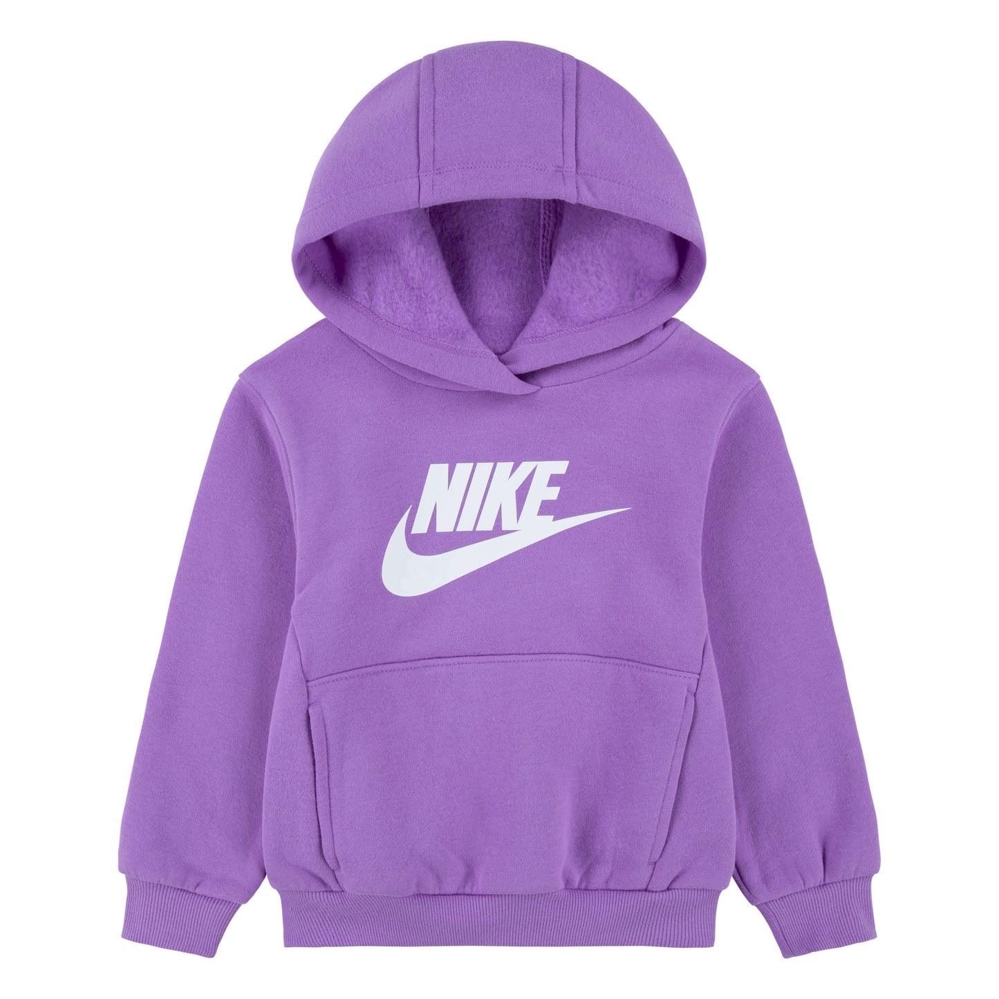 Hoodie - Nike violet en molleton doux avec logo blanc, capuche, poches kangourou, pour fille, vue de face