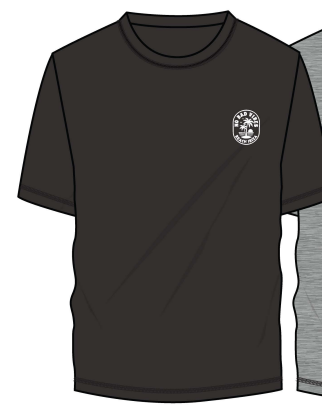 Chandail U.V - Northcoast noir à manches courtes en nylon et spandex pour enfant, vue de face avec logo blanc poitrine.