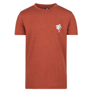 T-Shirt - Northcoast rouge brique en coton polyester 60 40 pour homme, motif palmier blanc, vue de face