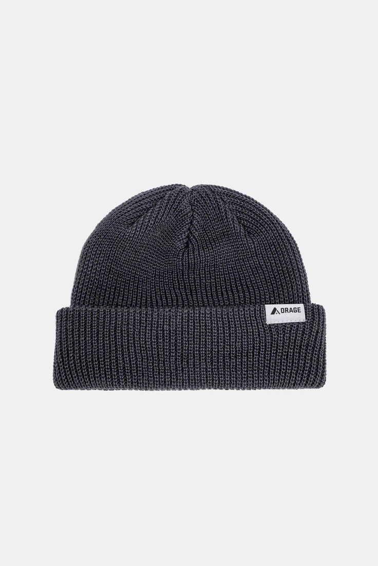 Tuque beanie d'hiver - Orage en tricot bleu foncé avec revers, coupe ajustée, vue de face, style minimaliste adulte.