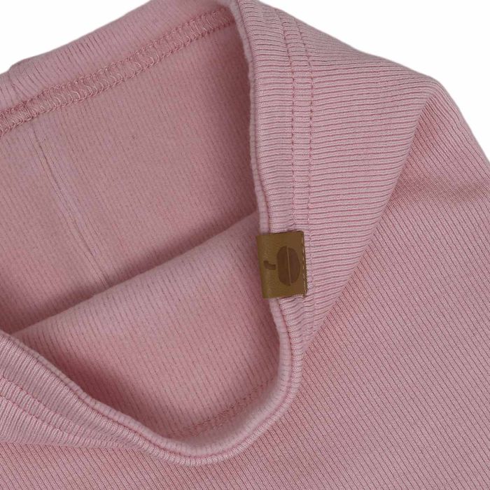 Cache-cou Mi-Saison - Calikids rose côtelé pour enfant vue en détail du col et de la couture