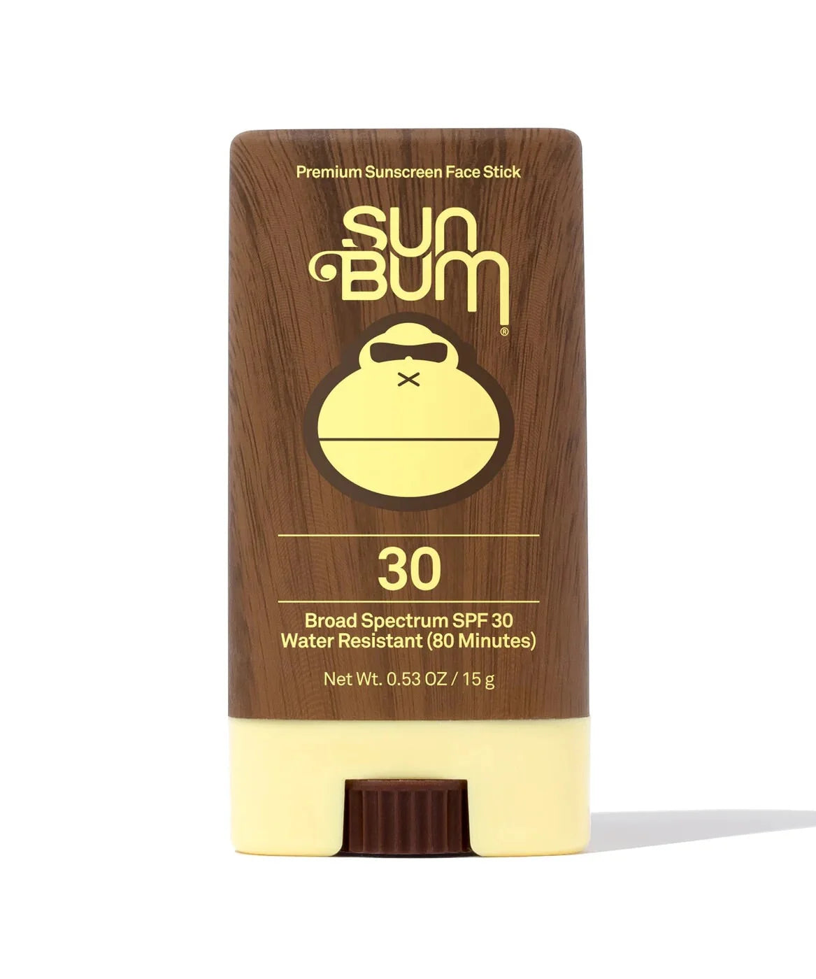 Écran solaire bâton facial 30 fps - Sun Bum marron et beige, format stick, protection SPF 30, vue de face.
