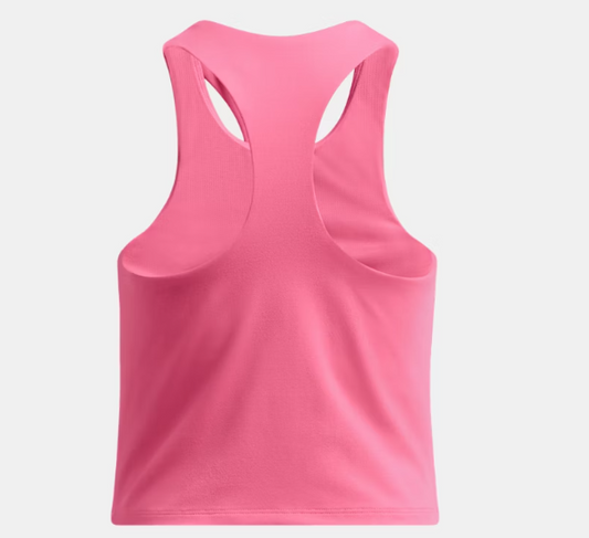 Camisole de sport - Under Armour rose en polyester et élasthane, style dos nageur, pour fille, vue de dos