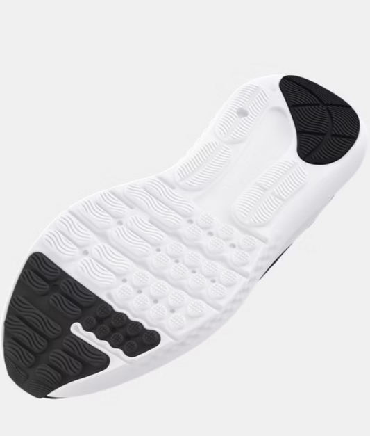 Espadrilles UA Surge 4 - Under Armour vue de dessous semelle blanche avec renforts noirs, détail adhérence et amorti