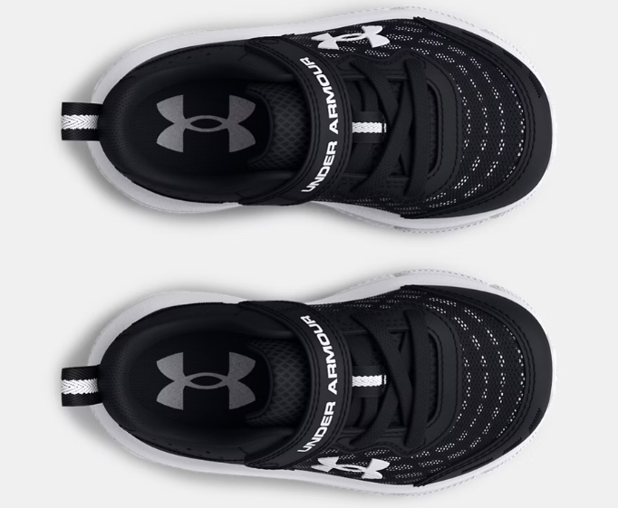 Espadrilles - UA Assert 10 AC Under Armour noires et blanches, mesh respirant, scratch, pour garçon, vue de dessus