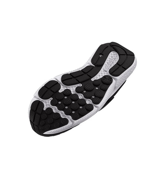 Semelle noire et blanche vue dessous des Espadrilles BGS Assert - Under Armour pour enfant, détail matériau et adhérence.