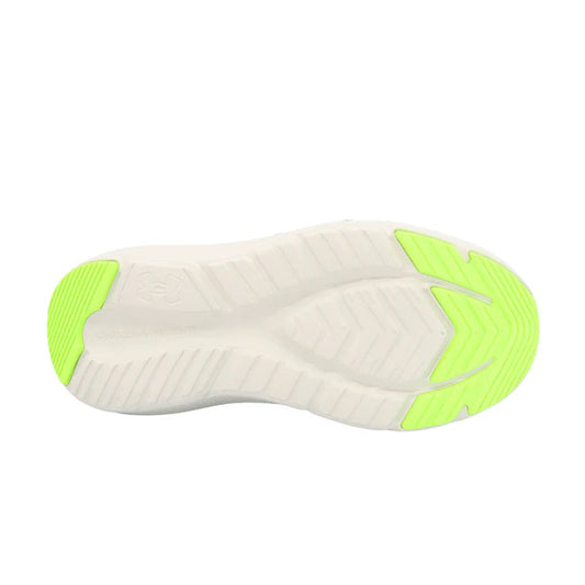 Espadrilles UA BGS Pursuit 4 - Under Armour semelle blanche avec détails vert fluo, vue de dessous enfant garçon.