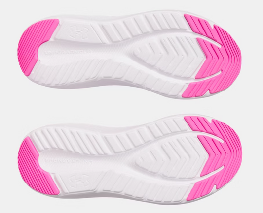 Espadrilles - UA GGS Pursuit 4 Under Armour semelle blanche et rose en caoutchouc, pour fille, vue dessous