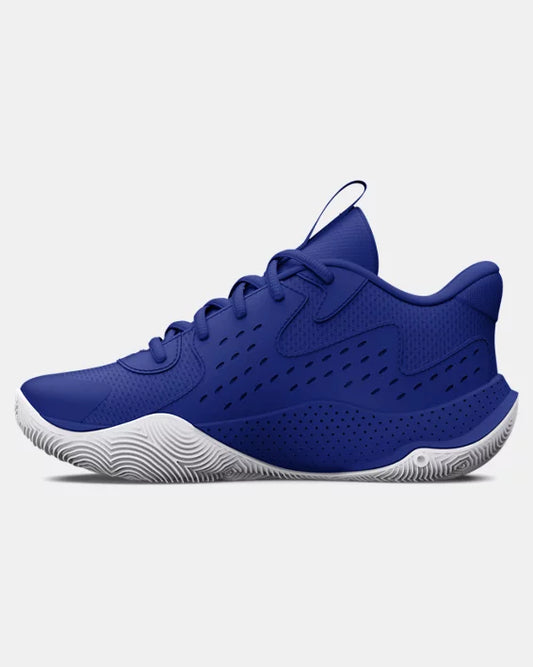 Espadrilles - Jet ‘23 bleu marine en textile avec semelle blanche ondulée, style sportif, vue de profil gauche garçon.